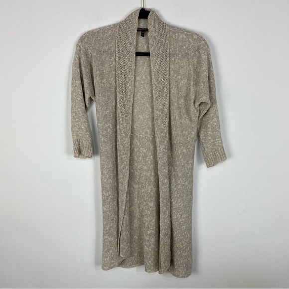 Eileen Fisher Tan Linen Cotton Blend Cardigan Knit Minimalist Neutral beach - Picture 1 of 5